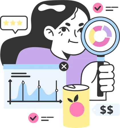 La empresaria revisa su producto empresarial  Ilustración