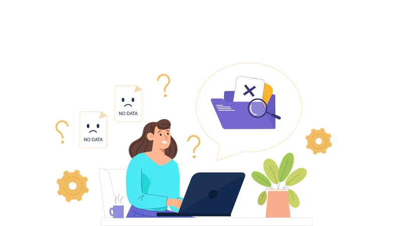 La empresaria no se enfrenta a ningún error de datos al encontrar datos secretos  Ilustración