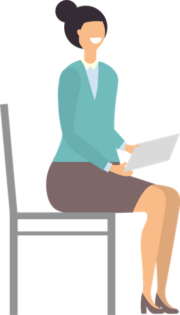Mujer de negocios sentada en una silla  Ilustración
