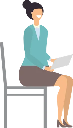 Mujer de negocios sentada en una silla  Ilustración