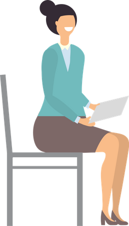 Empresária sentada na cadeira  Ilustração