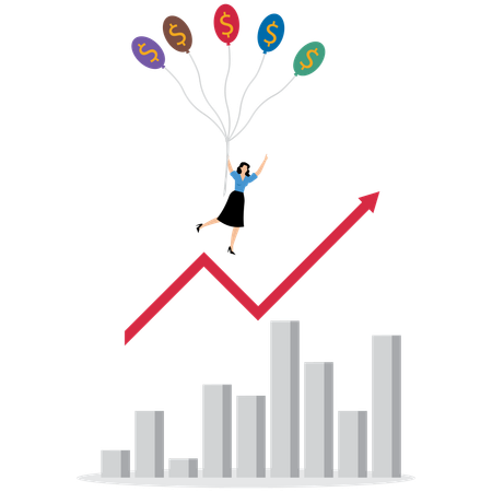 Mujer de negocios siguiendo un gráfico de negocios  Illustration