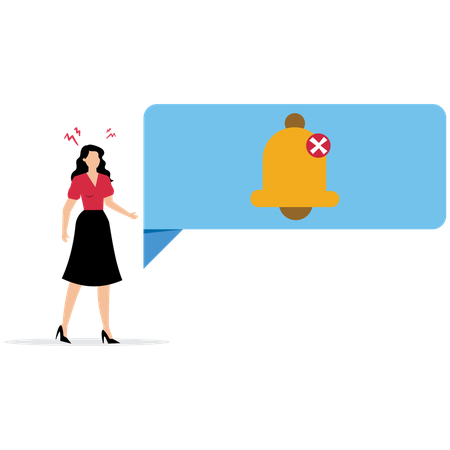 Mujer de negocios sin recibir ninguna notificación  Ilustración