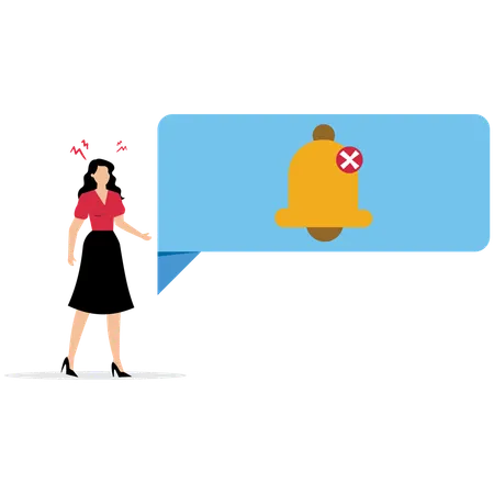 Mujer de negocios sin recibir ninguna notificación  Ilustración