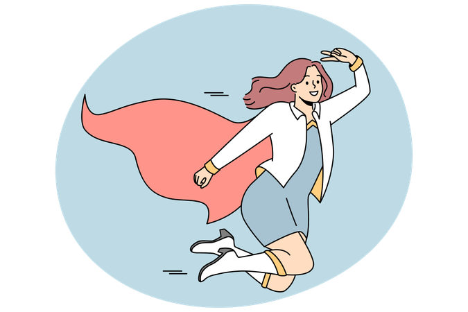Empresaria sonriente con traje de superhéroe  Ilustración