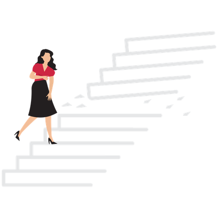 Mujer de negocios subiendo escaleras  Ilustración