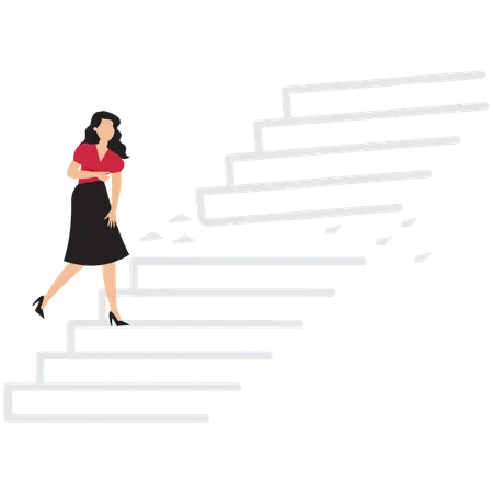 Mujer de negocios subiendo escaleras  Ilustración