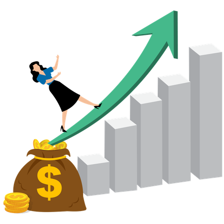 Empresária tendo crescimento de investimento  Illustration