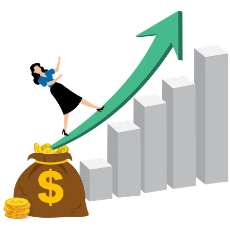 Empresária tendo crescimento de investimento  Illustration