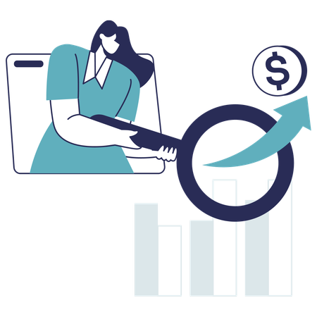 La empresaria trabaja en datos de mercado  Ilustración