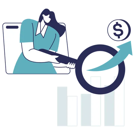 La empresaria trabaja en datos de mercado  Ilustración