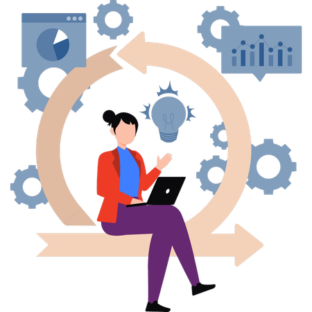 La empresaria trabaja en datos de mercado  Ilustración