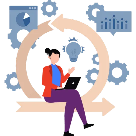 La empresaria trabaja en datos de mercado  Ilustración