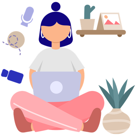 Mujer de negocios trabajando desde casa  Ilustración