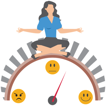 Mujer de negocios trabajando en el equilibrio emocional  Ilustración