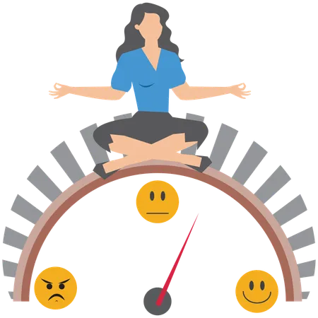 Mujer de negocios trabajando en el equilibrio emocional  Ilustración