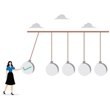 Mujer de negocios trabajando en la casilla de verificación de negocios  Ilustración