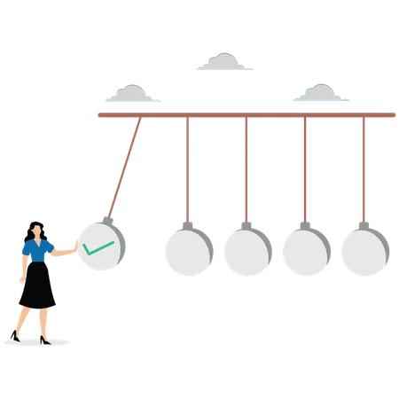 Mujer de negocios trabajando en la casilla de verificación de negocios  Ilustración