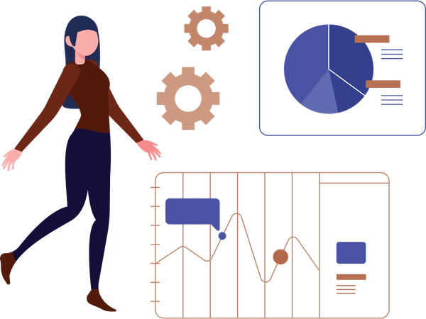 Mulher de negócios trabalhando em visualização de dados  Ilustração