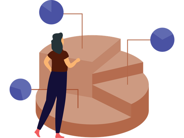 Mulher de negócios trabalhando na visualização de dados empresariais  Ilustração
