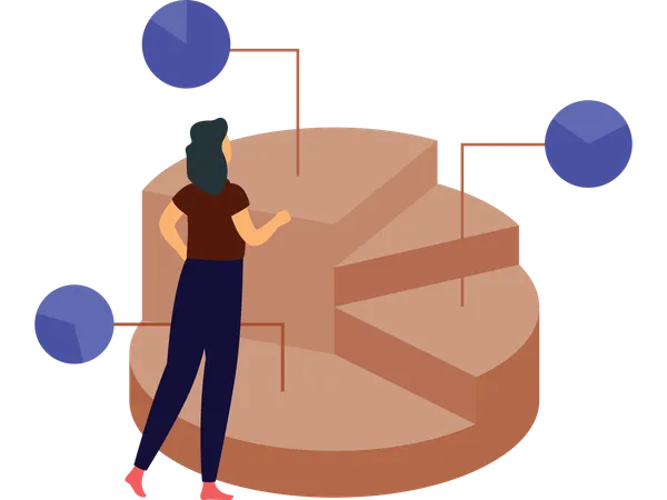 Mulher de negócios trabalhando na visualização de dados empresariais  Ilustração