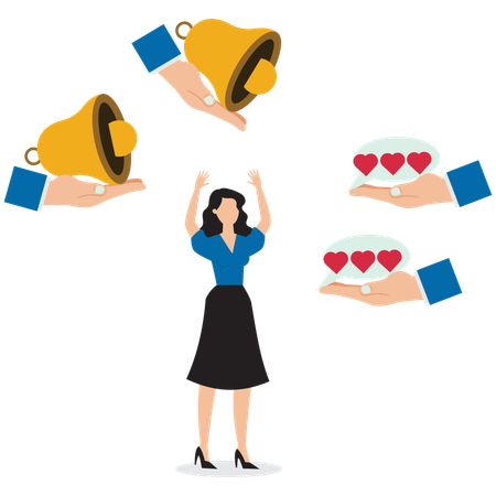 Empresária trabalhando no engajamento nas redes sociais  Illustration