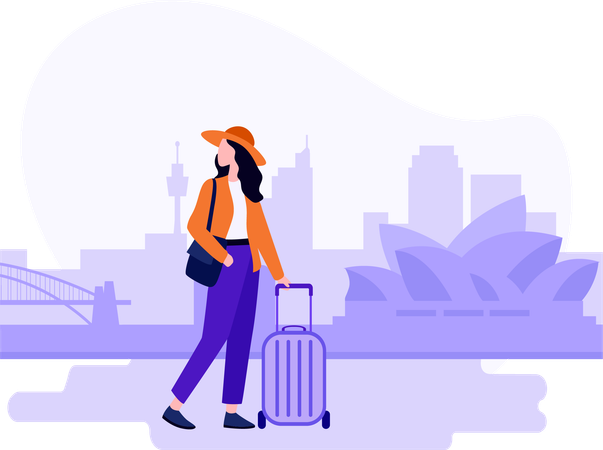 Mujer de negocios que se va de viaje a Sydney  Ilustración