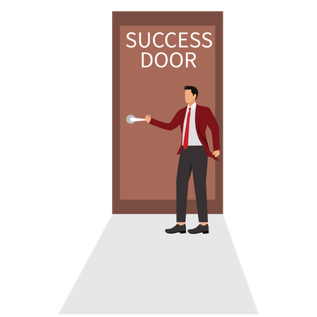 Empresário abrindo a porta do sucesso  Ilustração