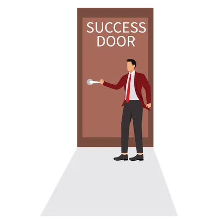 Empresário abrindo a porta do sucesso  Ilustração