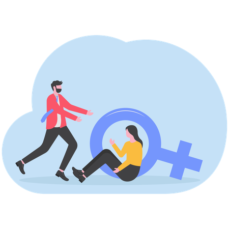 Hombre de negocios cometiendo acoso a una mujer  Ilustración