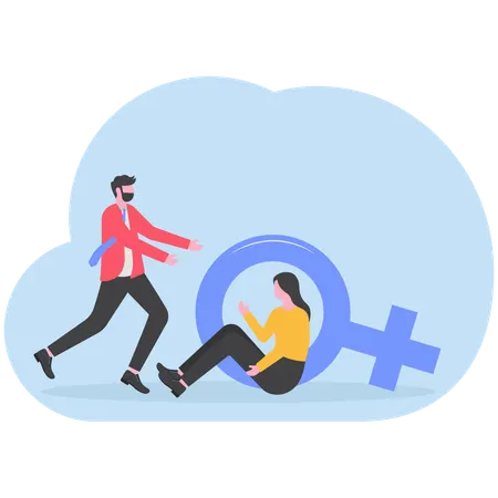 Hombre de negocios cometiendo acoso a una mujer  Ilustración