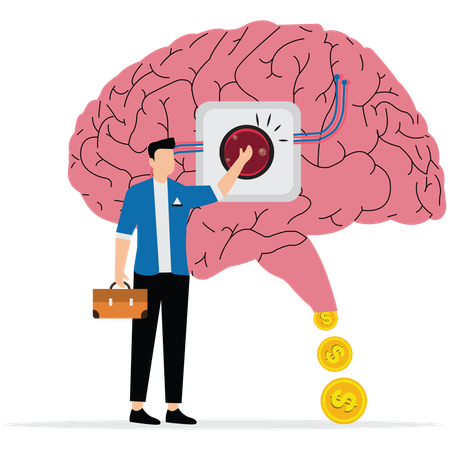 Empresario Activa el cerebro para ser creativo y ganar dinero  Ilustración