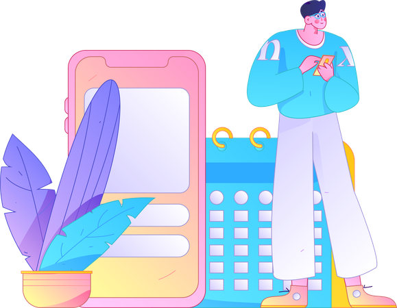 Empresário agenda reunião online  Ilustração