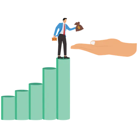 Empresário ajudando funcionário com auxílio financeiro  Ilustração