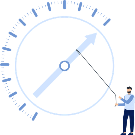 Empresario ajustando la manecilla del reloj Fecha límite Eficiencia Estrategia empresarial  Ilustración