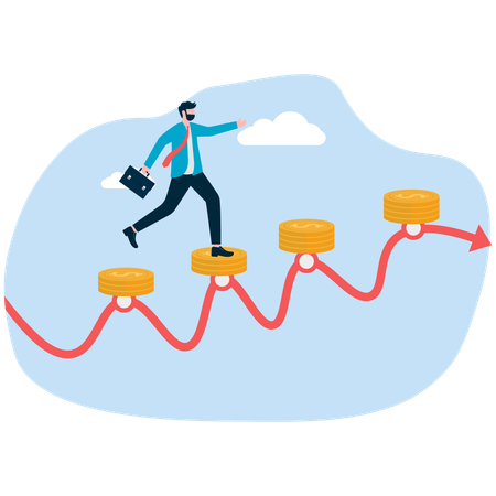 Empresário alcança crescimento financeiro  Ilustração