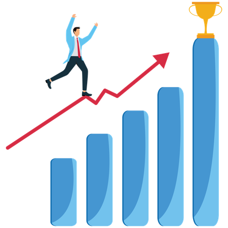 Empresário alcança jornada de sucesso empresarial  Ilustração