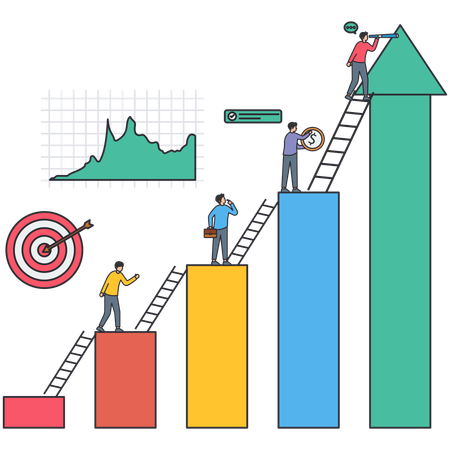 Empresário alcançando desafio empresarial  Ilustração