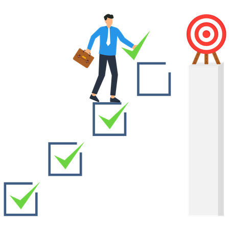 Empresário alcançando a meta de negócios  Ilustração