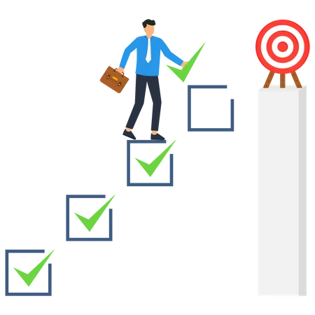 Empresário alcançando a meta de negócios  Ilustração