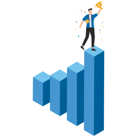 Empresário alcançando recompensa empresarial  Ilustração