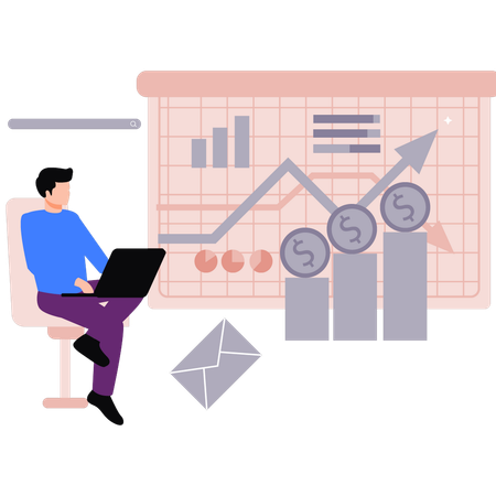 Empresário analisa apresentação financeira  Ilustração