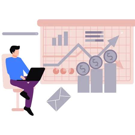 Empresário analisa apresentação financeira  Ilustração