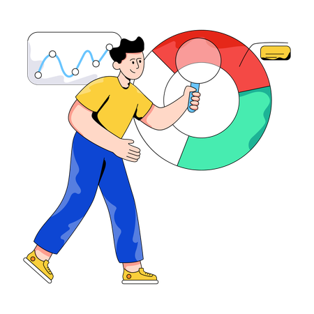 Empresário analisa dados de Business Analytics  Ilustração