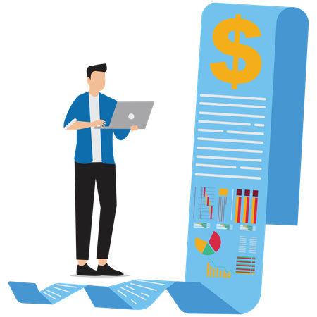 Empresário analisa dados de mercado  Ilustração