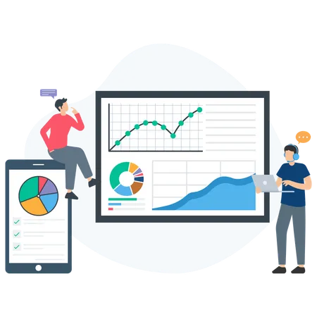 Empresário Analisar Gráfico de Mercado  Ilustração