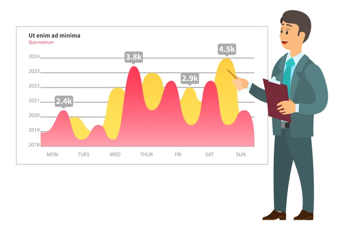 Empresário analisa relatório digital com dados  Ilustração