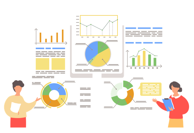 Empresário analisando dados de negócios  Ilustração
