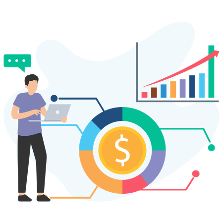 Empresário analisando gráfico financeiro  Ilustração