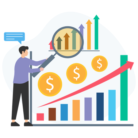 Empresário analisando gráfico financeiro  Ilustração